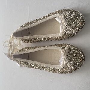 Crewcuts Glittery Gold Flats with Bow